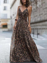 Leopard V-Neck Sling Bare Back Dress Sai Feel